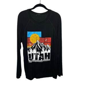 ZUTTER / black Utah mountain sun graphic print long sleeve pullover / M